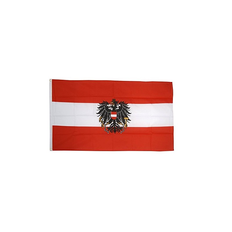 Flaggenfritze® Austrian Flag with Eagle Ready to Hoist with Eyelets