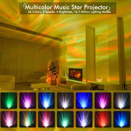 YunLone Aurora Projector Star Light Galaxy Projector with Smart APP Control, Music Speaker, White Noise Sound Machine, 48-Scene Mode, DIY Light, IR Remote, Dimmable Multicolor, Compatible with Alexa