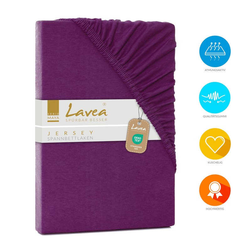 Lavea Jersey Fitted Sheet, Maya Series, 100% Cotton, High-Quality Workmanship,