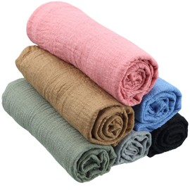 SATINIOR 6 Pieces Women Soft Scarf Shawl Cotton Hijab Scarf Wrap Head Scarve for All Seasons (Light Grey, Light Coffee, Black, Light Red, Blue, Cyan)