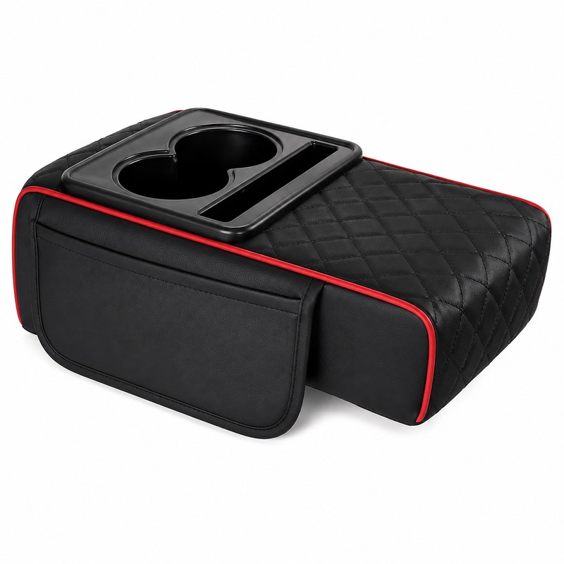 Car Center Console Armrest Cushion with Storage – PU Leather
