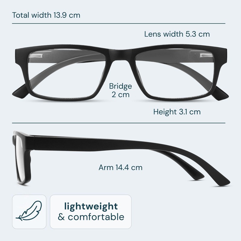 IBOANN 0.0 Reading Glasses for Men Readers Mens Stylish Blue