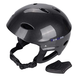 Tontron Adult Whitewater Kayaking Canoeing Watersports Helmet (Gloss Black Fiber Forest, Large)