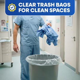 PLASTIC PRINCE 20-30 Gallon Garbage Bags High Density Clear 30" × 37" Trash Can Liners 13 Micron Trash Bags Pack of 500