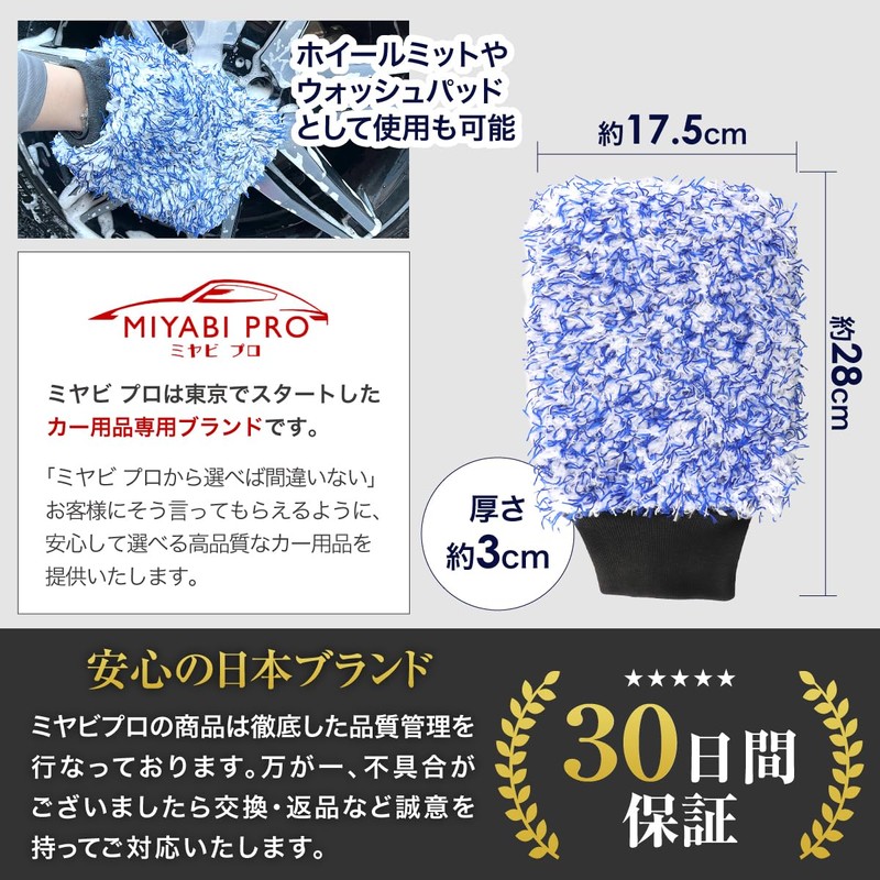 Miyabipro Car Wash Gloves, Premium Microfiber Car Wash, Mitt, Sponge