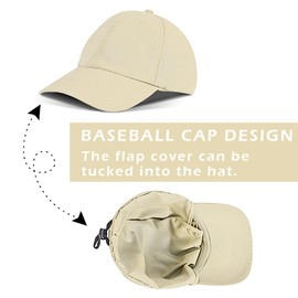 Sun Hats for Men with Ear Neck Flap Cover UPF 50+ UV Protection Baseball Cap for Safari, Hiking, Fishing, Outdoor Adventures