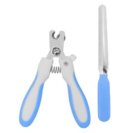 Vida Goods Pet Nail Clippers with Safety Guard & Nail File Sharp Nail Trimmer for Dogs, Cats, Rabbits & Small Animals Easy Grip, QuickStop Blade Lock Grooming Kit for All Breeds (White with Blue)
