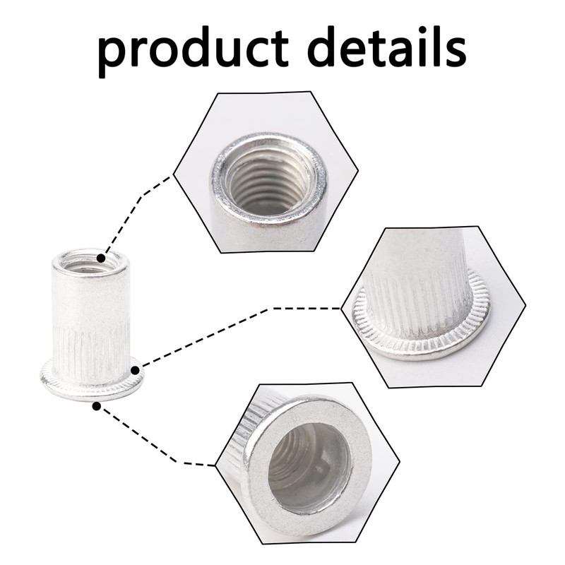 Rowiz 100 PCS M8 8mm Flat Head Aluminum Rivet Nut