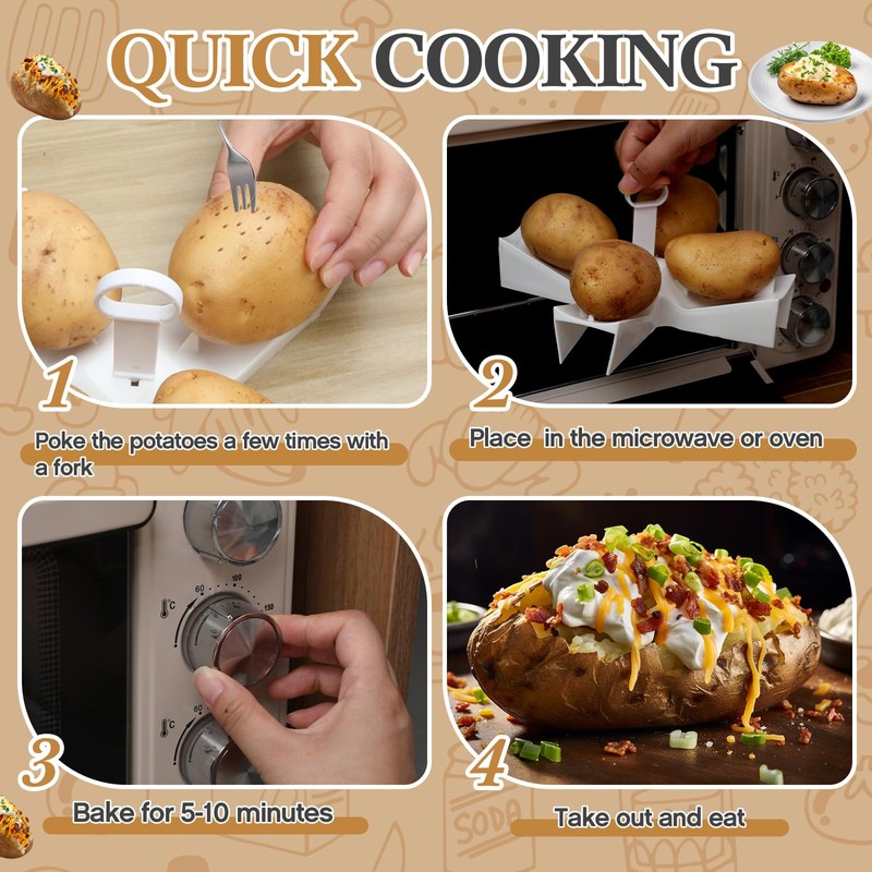 Honeydak Microwave Potato Cooker, Baked Potato Stand Holder, Microwave Reusable