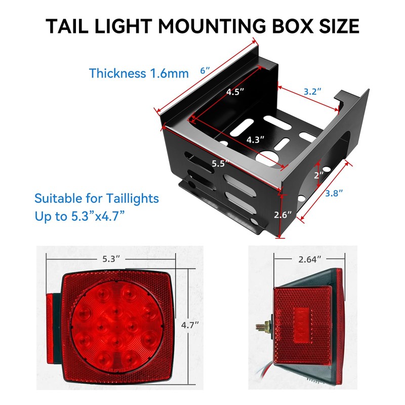 Trailer Light Brackets, Trailer Lights Guards, Pair Tail Lights Cover