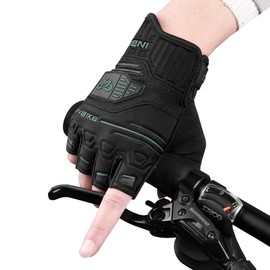 INBIKE Fingerless Cycling Gloves Road Bike Gloves Anti-slip Shock-absorbing Pad Breathable Mountain Biking Gloves for Men Women Green Size 2XL