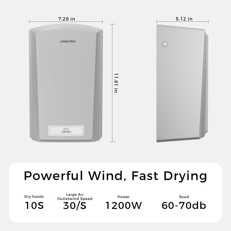 Commercial Hand Dryer for Bathroom, 1100W 110V Automatic Electric Hand