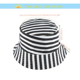ALLY-MAGIC Reversible Bucket Hat, Women's Sun Foldable Protective Striped Bucket Hat for All-Season Outdoor Y8TWYFM Multicolour