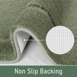 LOCHAS Bathroom Rugs, 24" x 36" Bath Rug, Non Slip Washable Bath Mat for Bathroom, Soft Thick Absorbent Quick Dry Microfiber Bathroom Mat, Shaggy Plush Luxury Bath Carpet for Shower, Sage Green