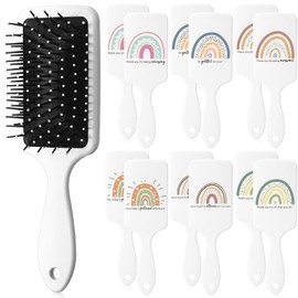 Anglechic 12 Pcs Employee Appreciation Gift Detangler Hair Brush Bulk for Women, Inspirational Large Air Cushion Paddle Brush, Employee Appreciation Thank You Gifts for Women Coworkers Team Teacher