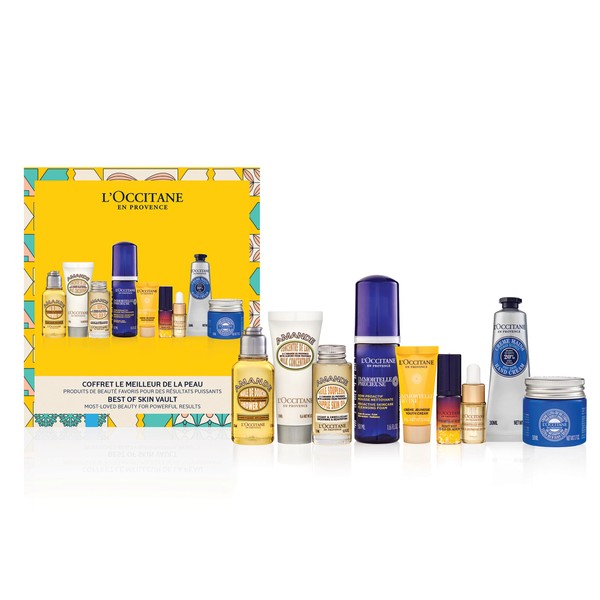 L'Occitane Gift Set | Revitalizing Face OIl, Our Serum for Radiance, Body Wash, Almond Shower Oil, Body Oil, Shea Butter Hand Cream, Pores
