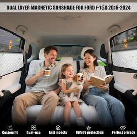 ZATOTOO Car Window Shades for Ford F150 2016-2024 Sun Shade for Side Window & Rear Windshield Window Double Layer for Privacy Protection UV Heat Insulation for Camping Nap Parking(No Front Windshield)