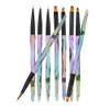 9pcs Gradient Handle Portable Nail Art Brush DIY Flower Pattern