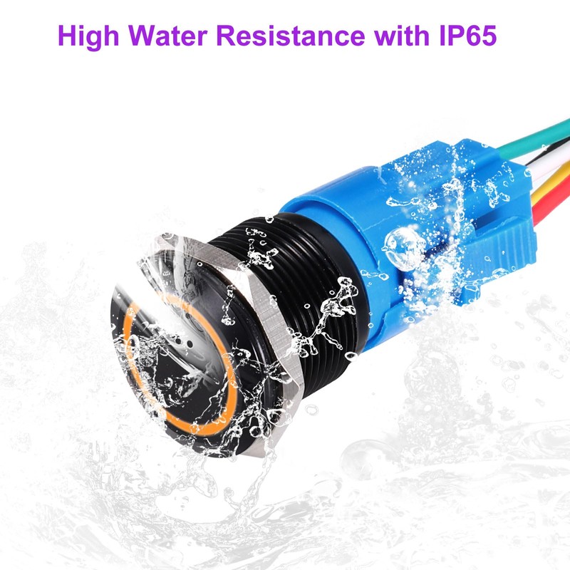 DMiotech 2Pcs 12mm Push Button Switch, IP65 1NO 12-24V 3A