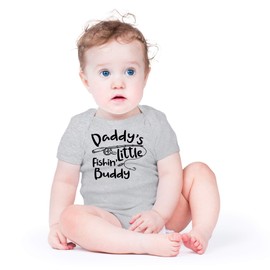 AW Fashions Daddy's Little Fishin' Buddy – To Do List Crawl, Walk and Fish – Bonito body de una pieza para bebé, Gris (Sports Grey), Recién nacido