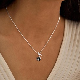 Zepmais Musical Note Pet Memorial Necklace 925 Sterling Silver-Paw Print Urn Necklace for Ashes Cremation Jewelry-Sympathy Gift for Pet Loss Music Lover