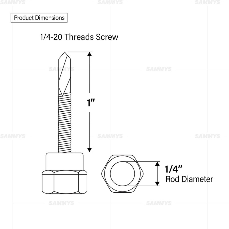 Everflow 8024957-25 1/4" Screw Vertical Threaded Rod Anchor Designed for