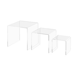 Acrylic Riser Display Stands Clear Plexiglass 3" 4" 5" High Square Retail Store Countertop Showcase Platforms for Products and Merchandise 3 Pieces by Marketing Holders