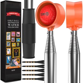 XSMSGO 9Ft/12Ft Telescopic Stainless Steel Golf Ball Retriever for Water, High Durability Double Sided Golf Ball Picker Upper, Men's and Women's Golf Accessories Gifts.