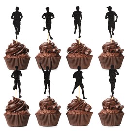 Running Cupcake Toppers Pack of 48 Runner Cupcake Picks for Athletics Marathon Birthday Supplies Party Decoration