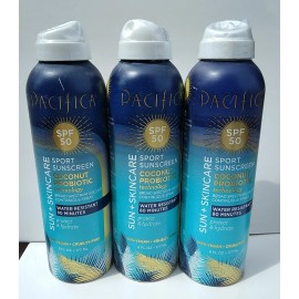 Pacifica 3 Pacifica Sun+Skincare SPF 50 Sport Sunscreen Coconut Probiotic w/ Minerals 6oz