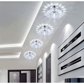 Skybook Crystal LED Downlight, 3W Recessed Ceiling Light with 5-8cm Aperture, LED Decorative Spotlight for Creative Corridor in Hallway, Hallway, Living Room, Bedroom (Cold White, 1x)