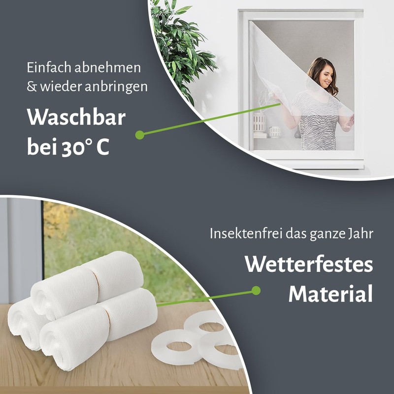 empasa Insektenschutz Polyester Fliegengitter Gaze mit Klettband 10er Set weiß