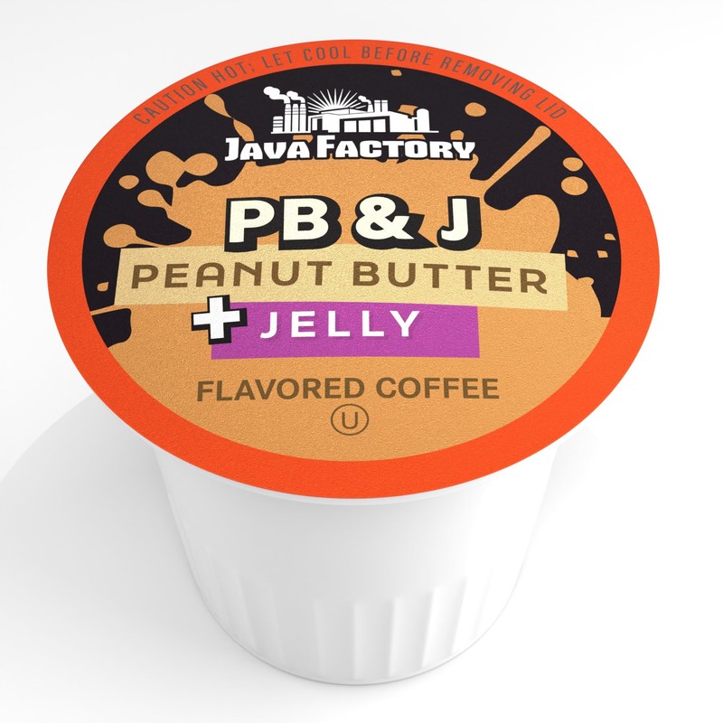 Java Factory Flavored Coffee Pods, Peanut Butter and Jelly, Compatible