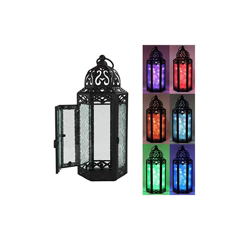 VELA LANTERNS 10.5" Metal Moroccan Decorative LED Fairy Lights Candle