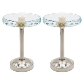 MERIVILLE Set of 2 Cut Crystal Window Drapery Medallion Holdbacks, Curtain Tiebacks, Wall Hook, Tassel Holder, Satin Nickel