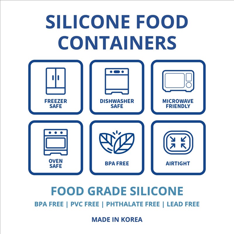 BLUE GINKGO Nesting Silicone Containers - Set of 3 Hard-Shell