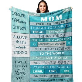 Gifts for Mom,Mom Blanket Birthday Gifts for Mom from Daughter Son Best Mom Ever Valentines/Mothers Day Mom Blanket 60”x50”
