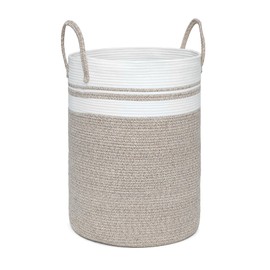 WEAVELYRICS 72L Large Laundry Basket, Laundry Hamper with Handles, Clothes Storage Basket, Tall Woven Rope Storage Basket for Dirty Clothes, Blankets, Pillows in Bathroom, Bedroom (Brown, 16 x 22in)