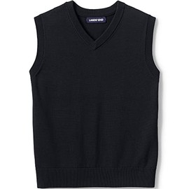 Lands' End Uniform Kids Cotton Modal Sweater Vest Black Kids X-Small