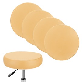 M METERXITY 4-Pack Bar Stool Covers Round, for 12-14 Inch Chair Waterproof PU Seat Covers with Elastic Bands for Bar Stool/Round Cushion [Yellow]