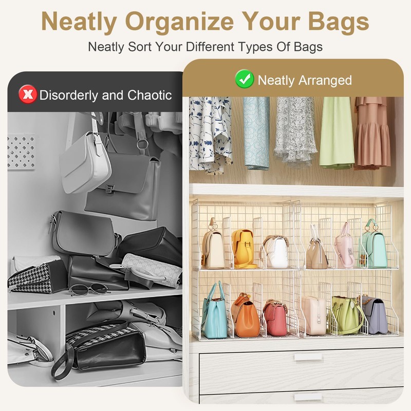 Purse Storage Organizer for Closet : Adjustable 2-Pack Dividers Handbag
