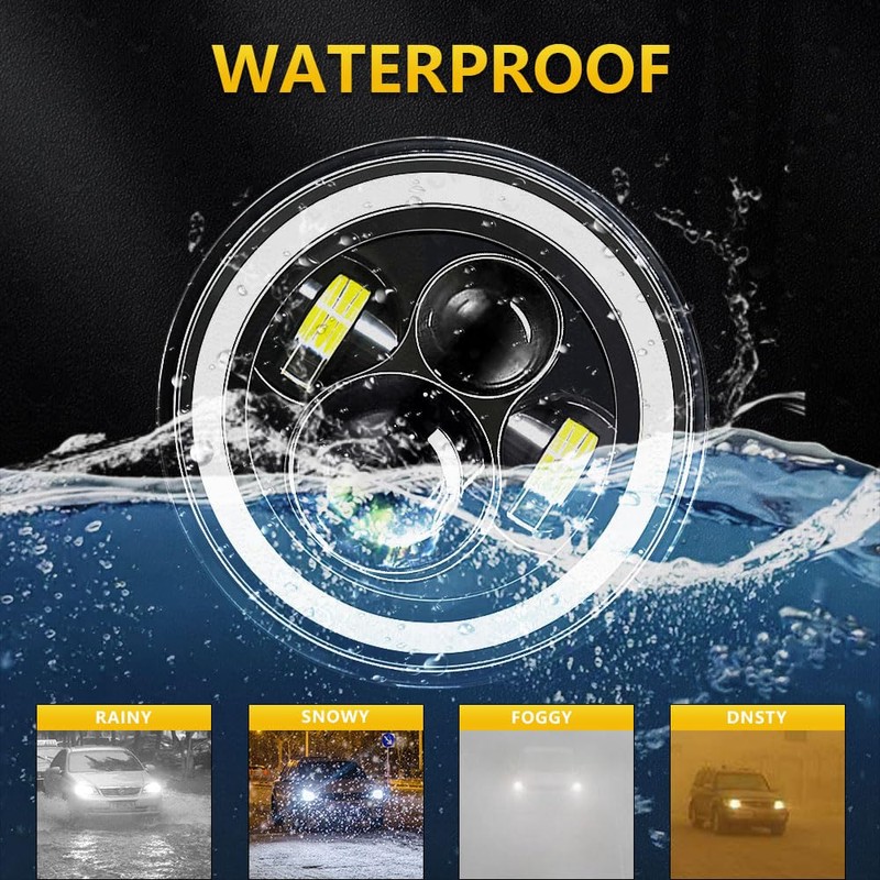 MONDEVIEW 7 Inch LED Headlight Round H6024 High Low Beam,