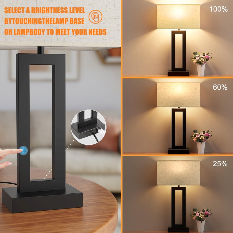 Seealle 22" Tall Living Room Lamps for Night Stands -