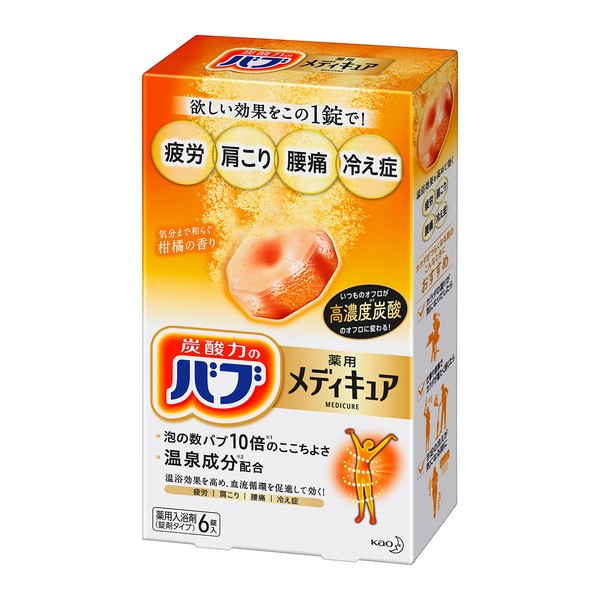 Bab Medicure Citrus Scent, 6 Tablets, High Concentration of Carbonated Acid, Hot Spring Components (10 times more than bubbles)