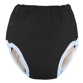 Adult Cotton Incontinence Pants Washable Breathable Adjustable Leak Proof Elderly (Black, XXL)