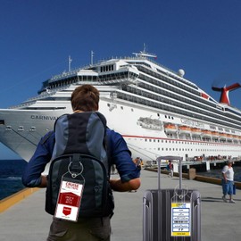 5 Pack Cruise Luggage Tag Holders for Carnival, NCL, Princess, MSC Cruise Ships, Clear Cruise Tags Holders with Zip Seal by FUNMCAN, Wide Waterproof Cruise Essentials Cruise Accessories Must Haves