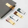 PATIKIL Pen Loop for Notebook, Brass Book Clip with Leather