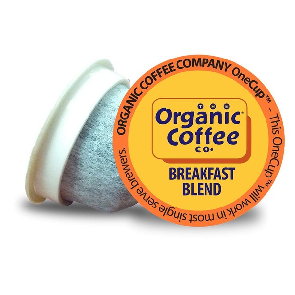 Organic Coffee Co. OneCUP Breakfast Blend 12 Ct Medium Light Roast Compostable Coffee Pods, K Cup Compatible including Keurig 2.0