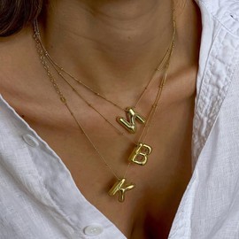 VCCKNB JEWELRY Initial Necklaces for Women and Girls, 14K Gold Plated, Letter Pendant Necklace from A-Z, Monogram Necklaces, Alphabet Initial Jewelry, Dainty, Trendy, 14K Gold Plated