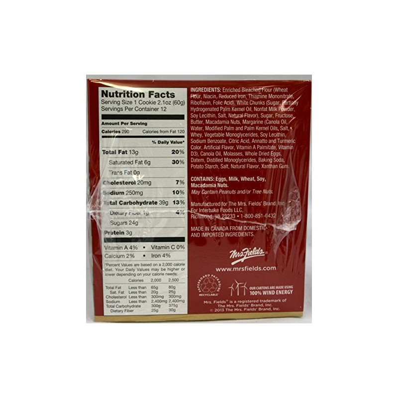 Mrs. Fields Jumbo Individually Wrapped Chocolate Chip Cookies (12 count)